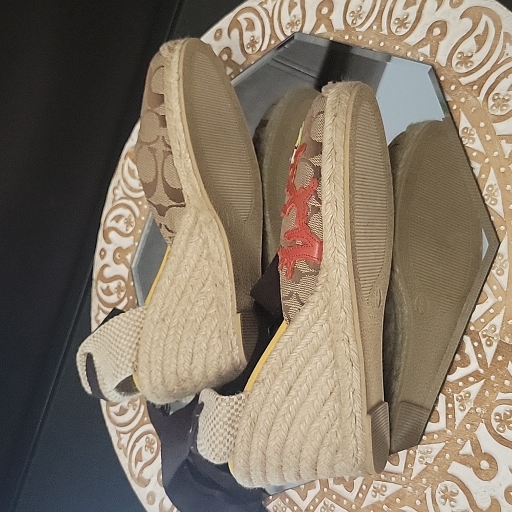 Coach| Martina Fish Wedge Ankle tie Espadrille Size 9 - Picture 6 of 6